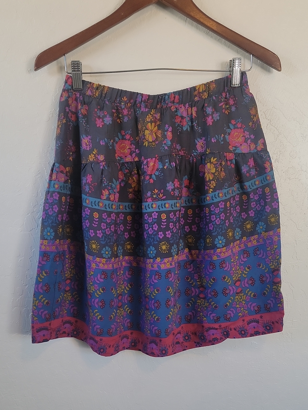 Natural Life Boho Festival Colorful Vibrant Floral Cottagecore Mini Skirt Medium